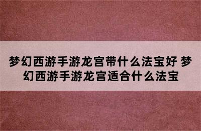 梦幻西游手游龙宫带什么法宝好 梦幻西游手游龙宫适合什么法宝